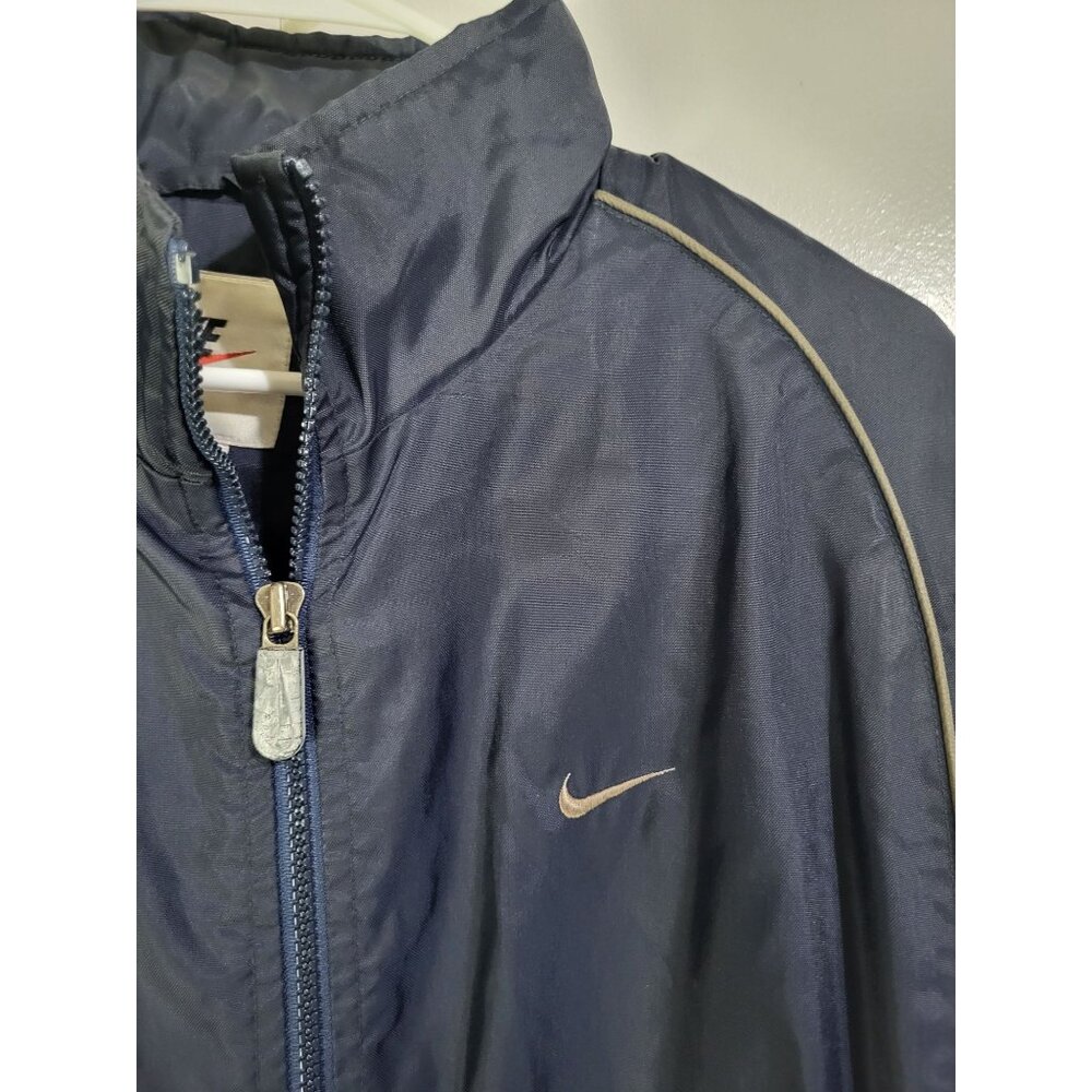 NIKE Men's M Navy Blue Windbreaker Full Zip Jacket VTG 90's Coach Track 920220 - Picture 8 of 12